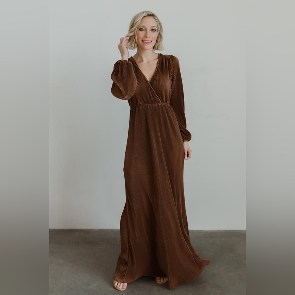 Baltic born long sleeve maxi bridesmaid formal dress venus size small